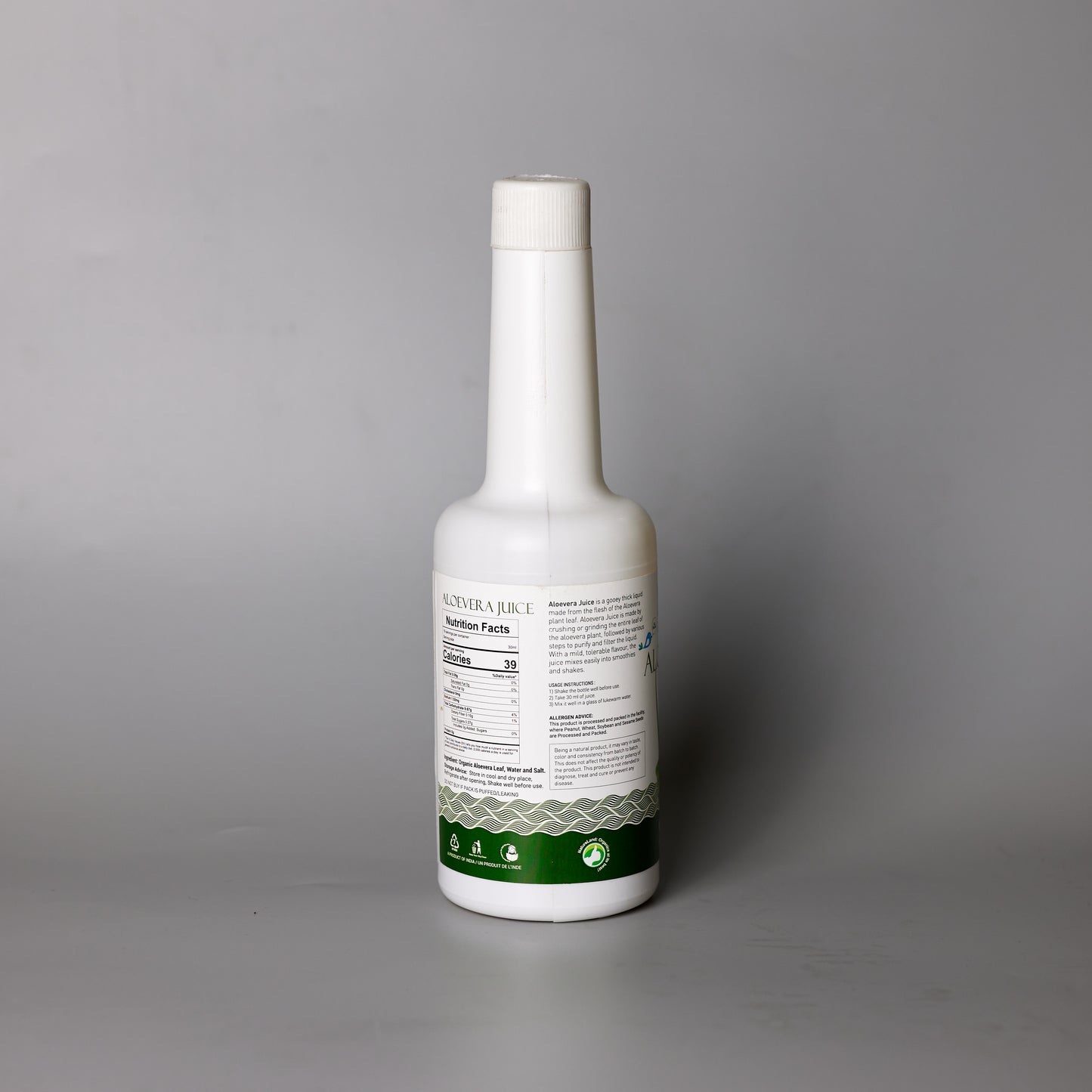 Organic Aloevera Juice - 500ml- Makes 5 Drinks